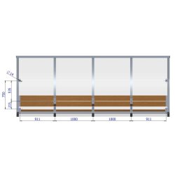 Spillerkabine (4 m) m/tr�b�nk (s�t)