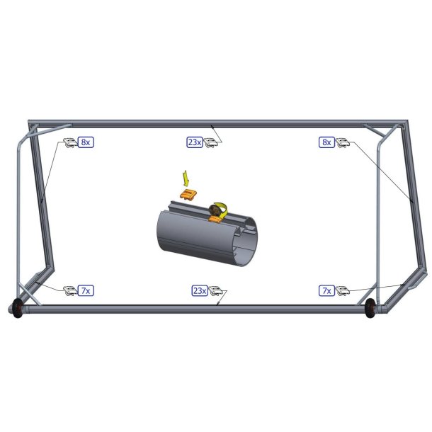 8-mandsml fuldsvejst D:80/150 m/2 hjul (bag)